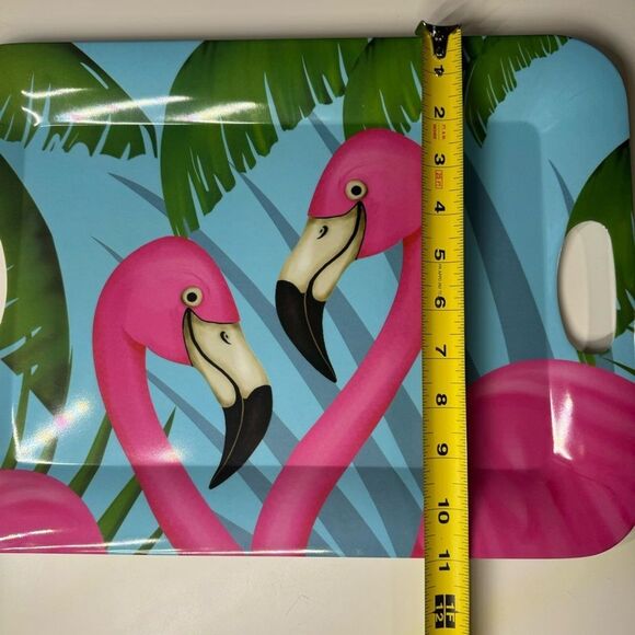 Noteworthy Flamingos and Palm Trees Tropical Melamine 15”x11” Serving Tray EUC - Picture 6 of 6